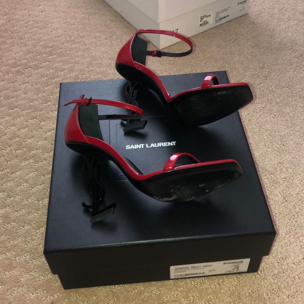 SOLD Saint Laurent red/black heels - Picture 3 of 6